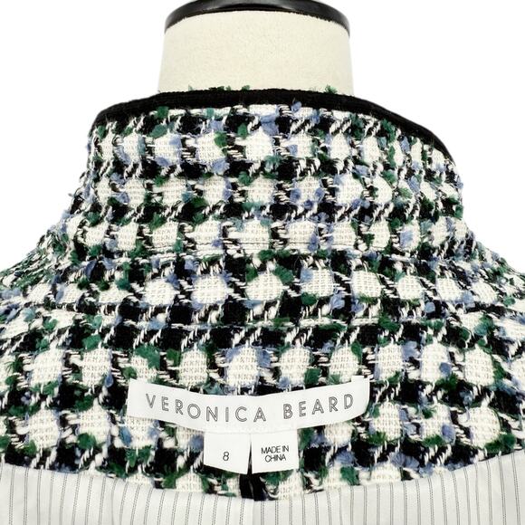 Veronica Beard Diego Dickey Jacket Black White Check Plaid Tweed Blazer Size 8 - Picture 7 of 15